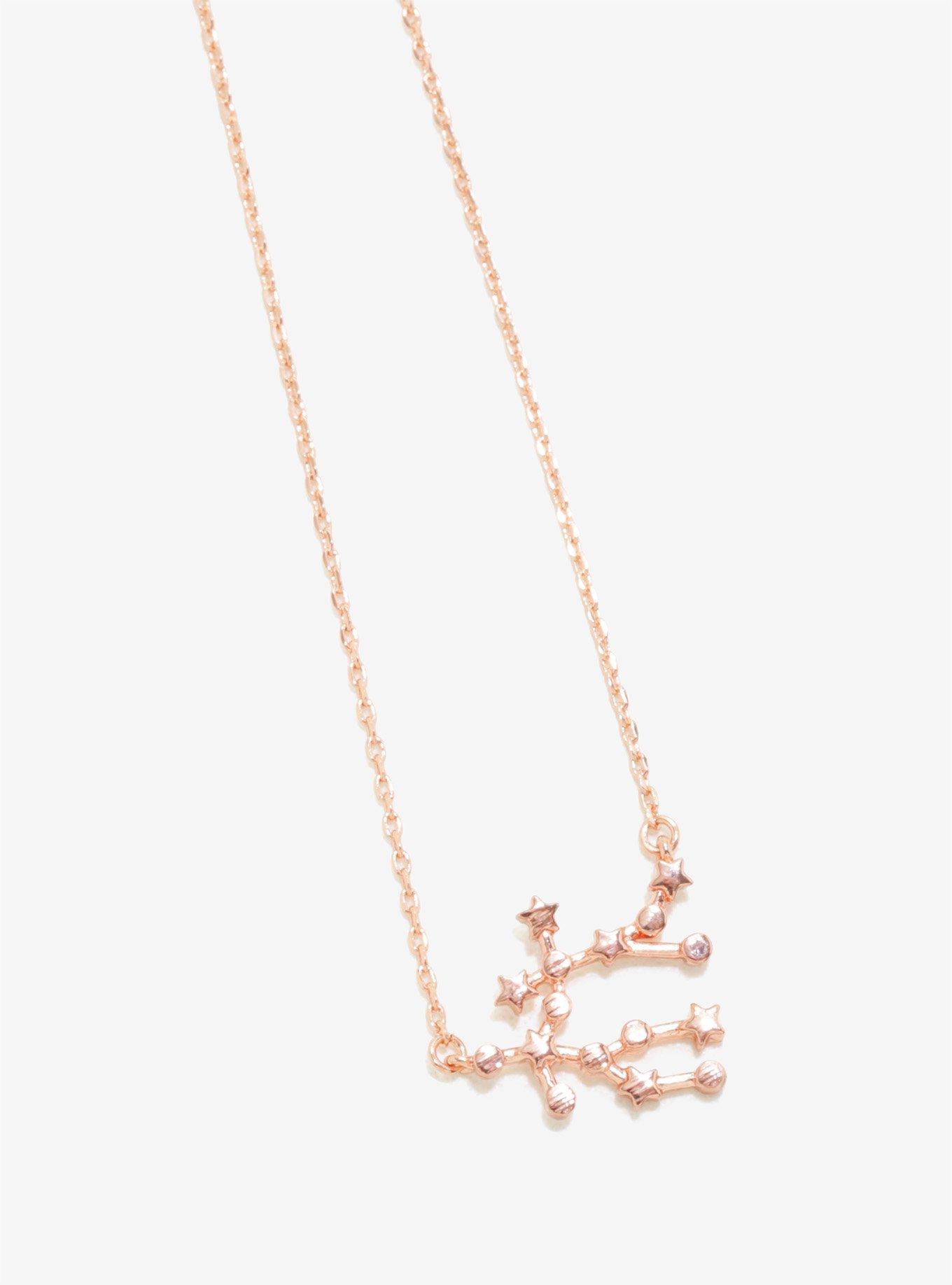 Rose Gold Gemini Zodiac Constellation Necklace, , hi-res