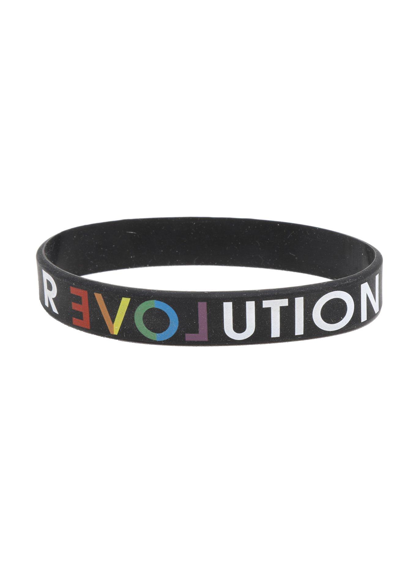 Love Revolution Rainbow Rubber Bracelet, , hi-res