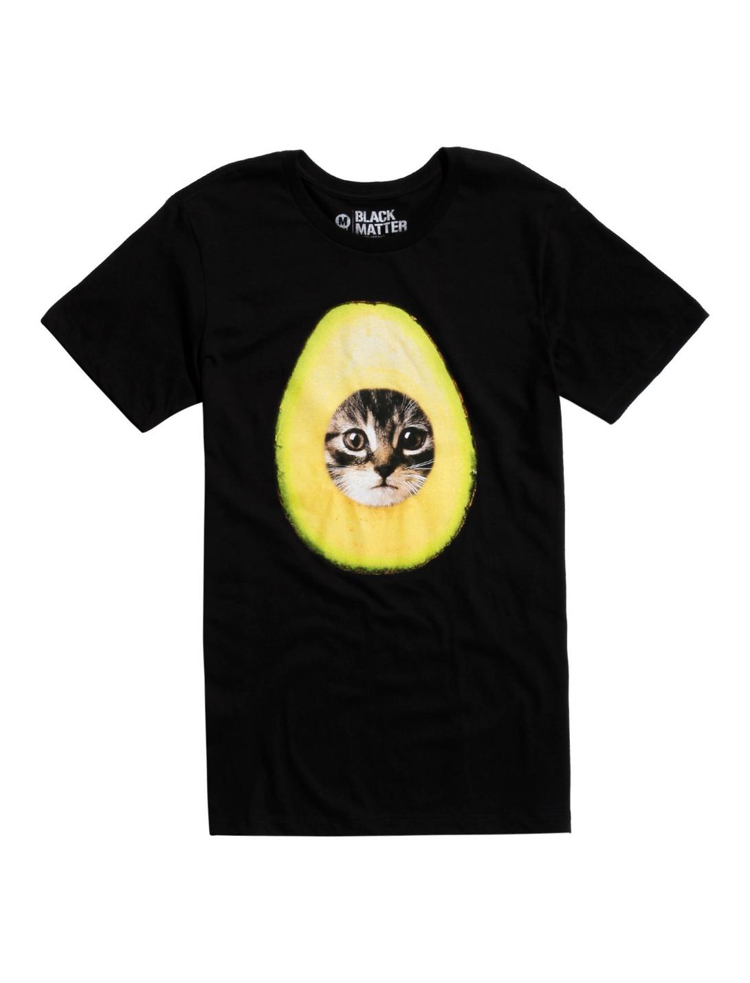 Avocado Cat T-Shirt, BLACK, hi-res