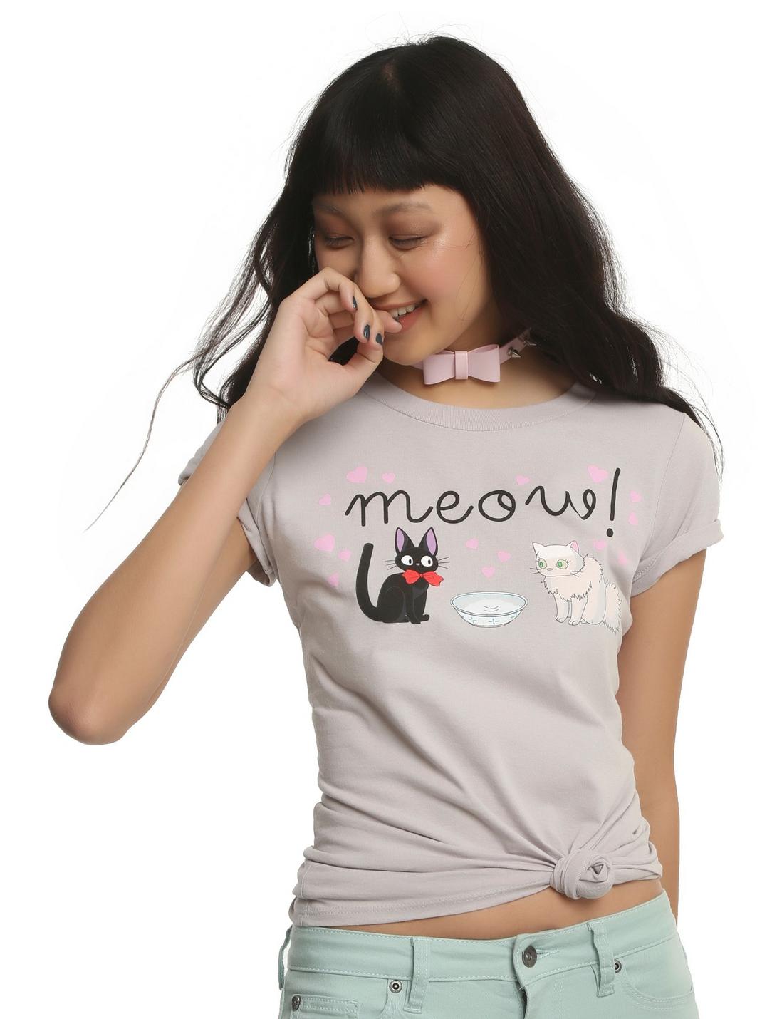Her Universe Studio Ghibli Meow! Jiji And Lily Girls T-Shirt, SILVER, hi-res