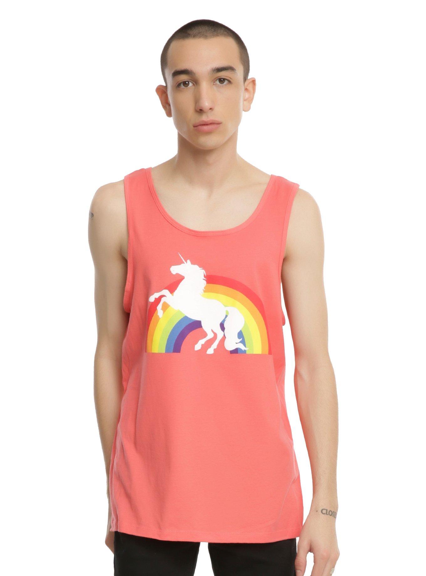 Unicorn Rainbow Tank Top, CORAL, hi-res