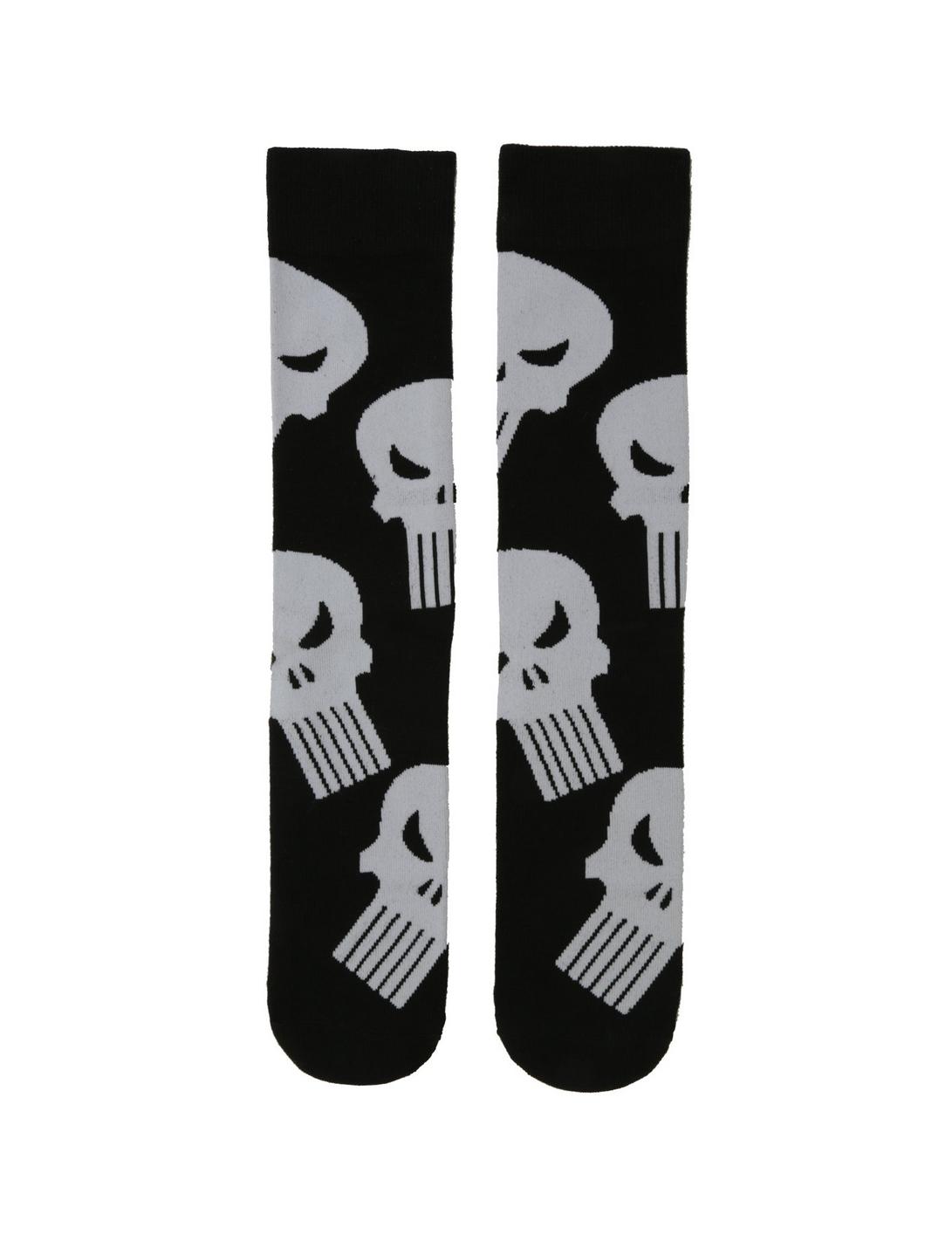 Marvel Punisher Skull Logos Crew Socks, , hi-res