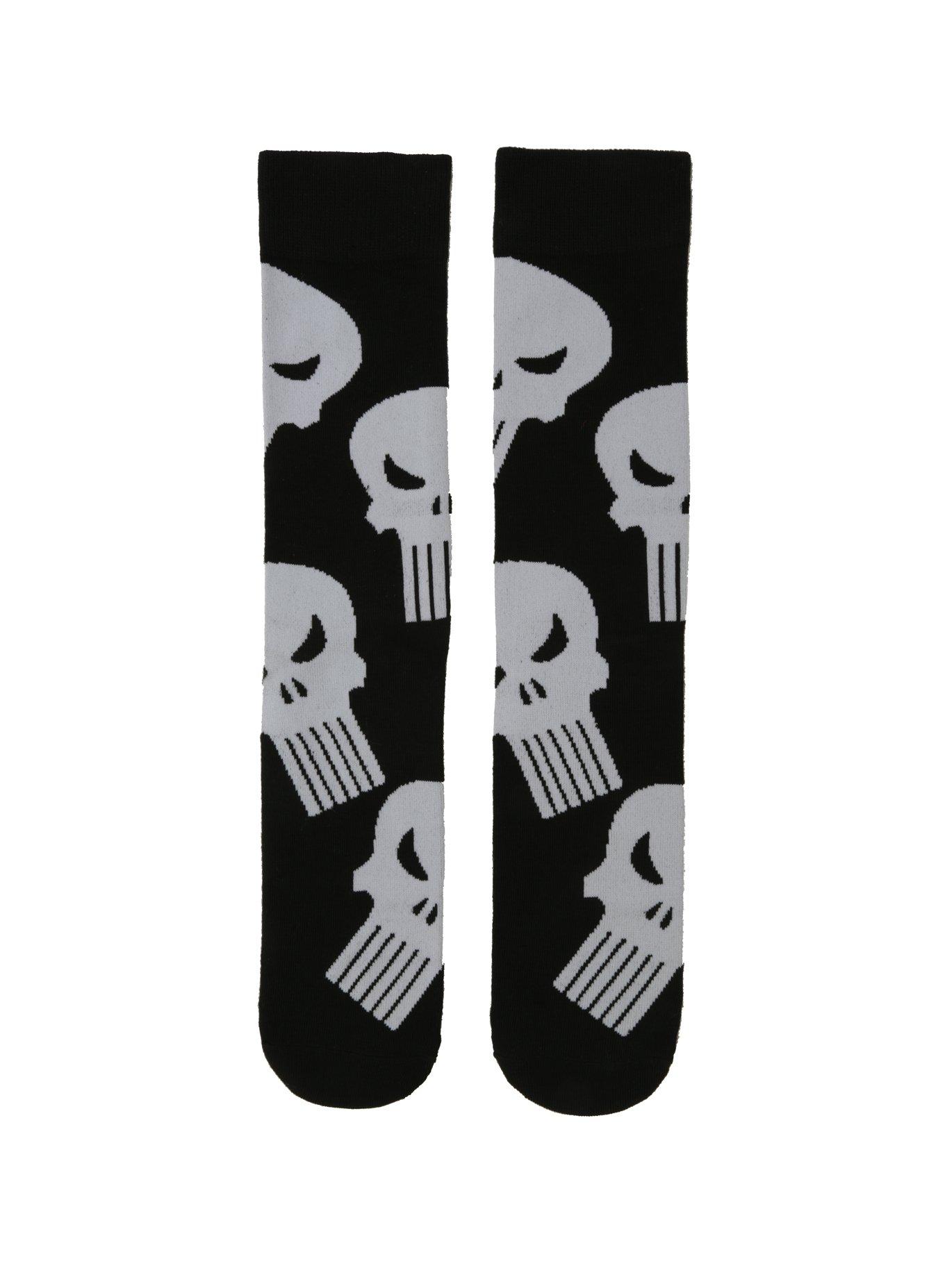 Marvel Punisher Skull Logos Crew Socks, , hi-res