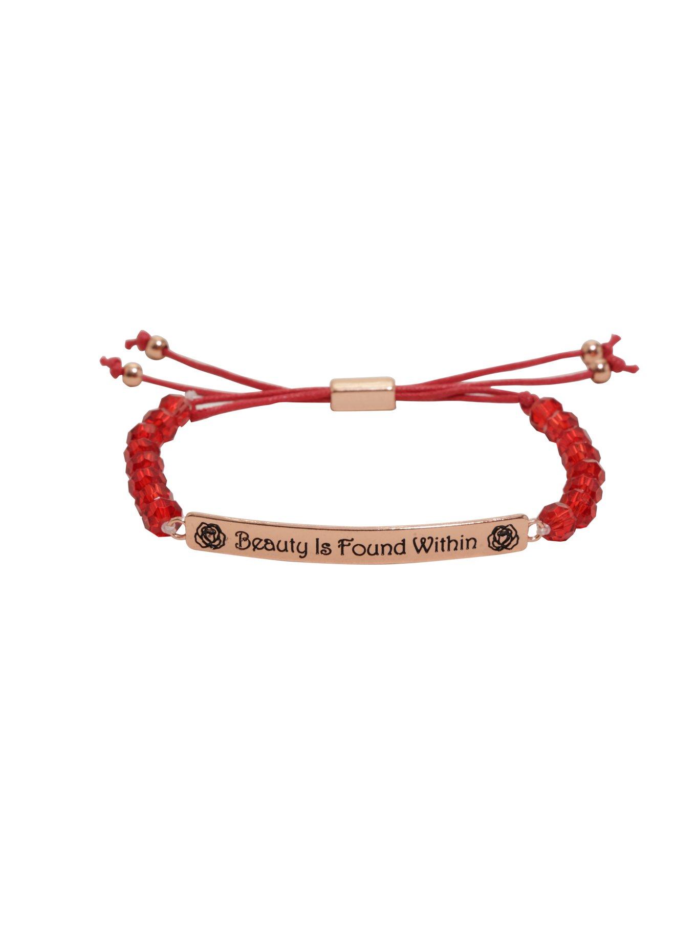 Disney Beauty And The Beast Beauty Is Found Within Nameplate Cord Bracelet, , hi-res