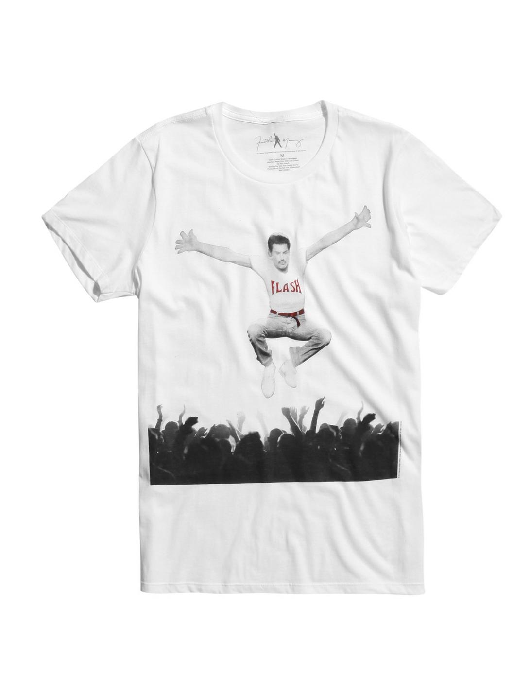 Queen Freddie Mercury Crowd Jump T-Shirt, WHITE, hi-res