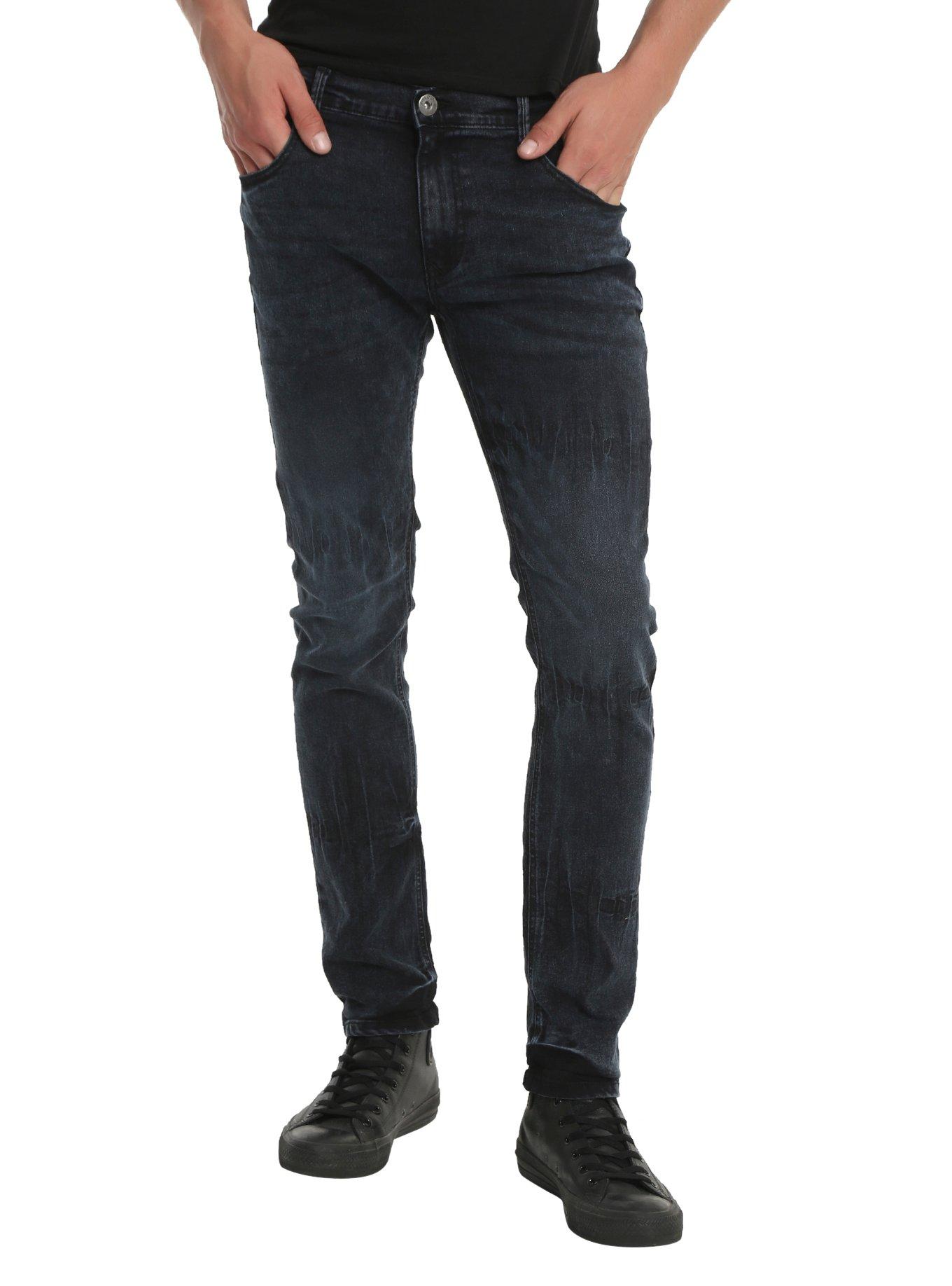 Dark Indigo Wash Comfort Stretch Skinny Jeans, BLUE, hi-res