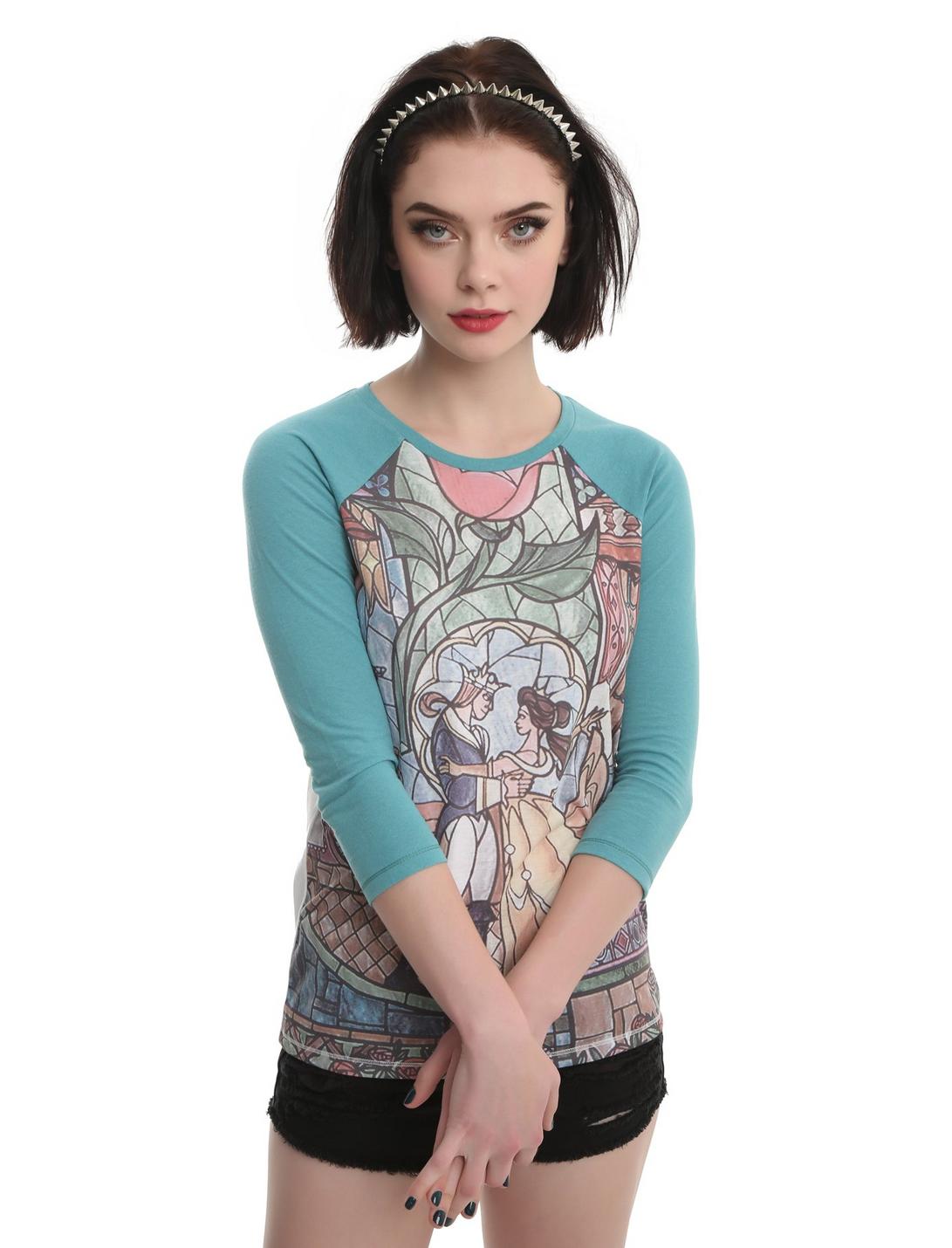 Disney Beauty And The Beast Stained Glass Girls Raglan, MULTI, hi-res