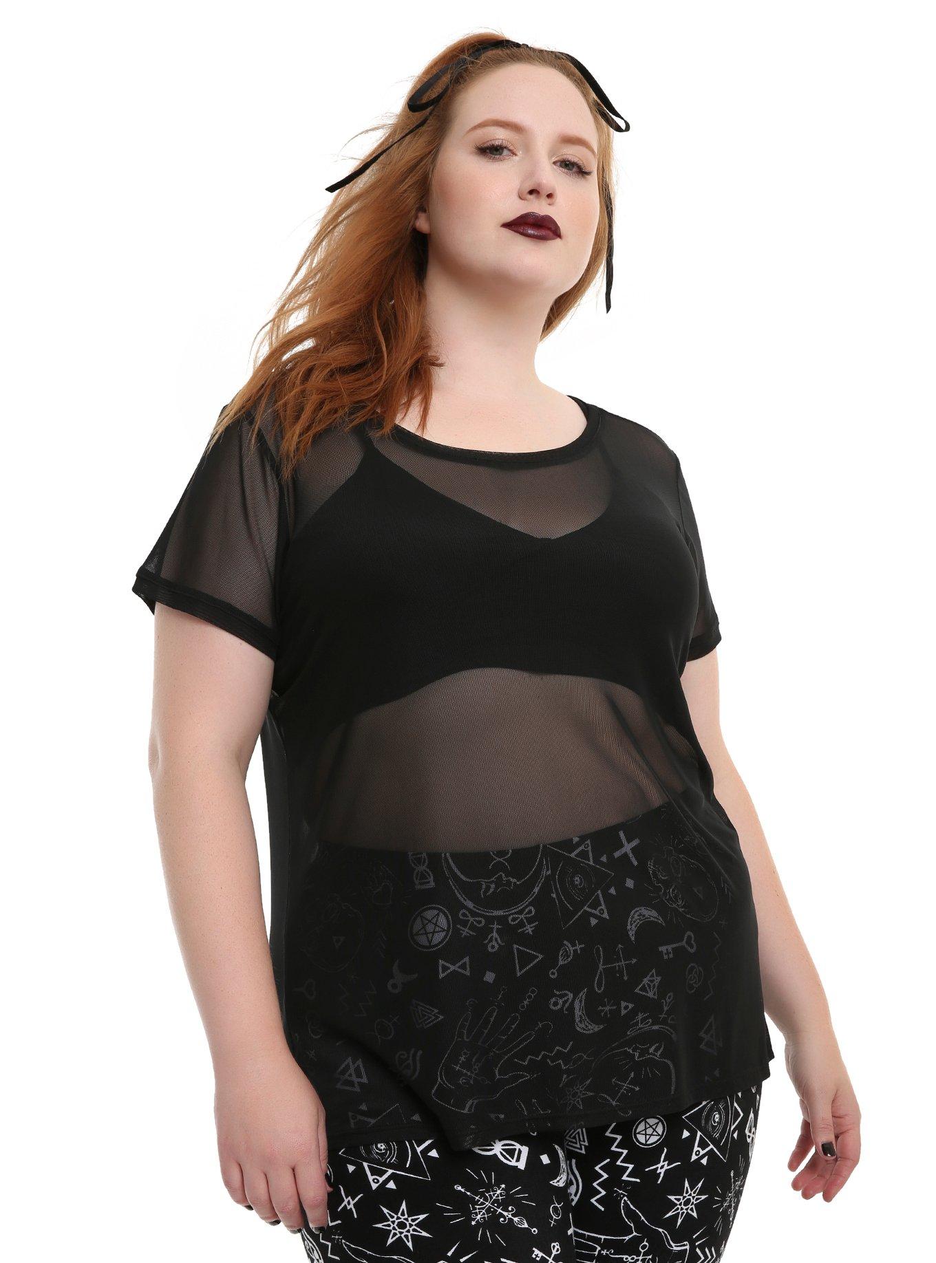 Plus size store mesh top