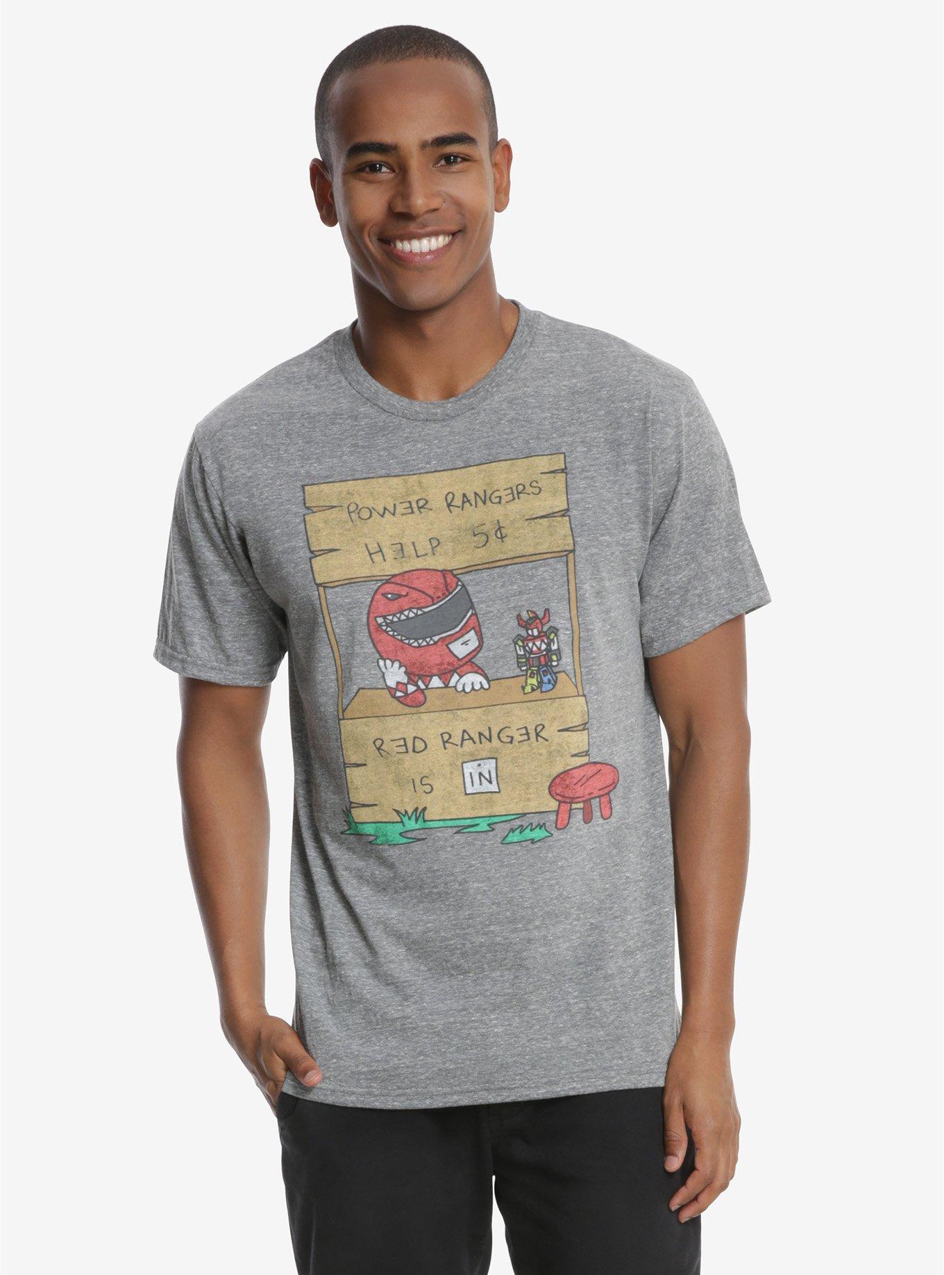 Mighty Morphin Power Rangers Red Ranger Help T-Shirt, HEATHER GREY, hi-res