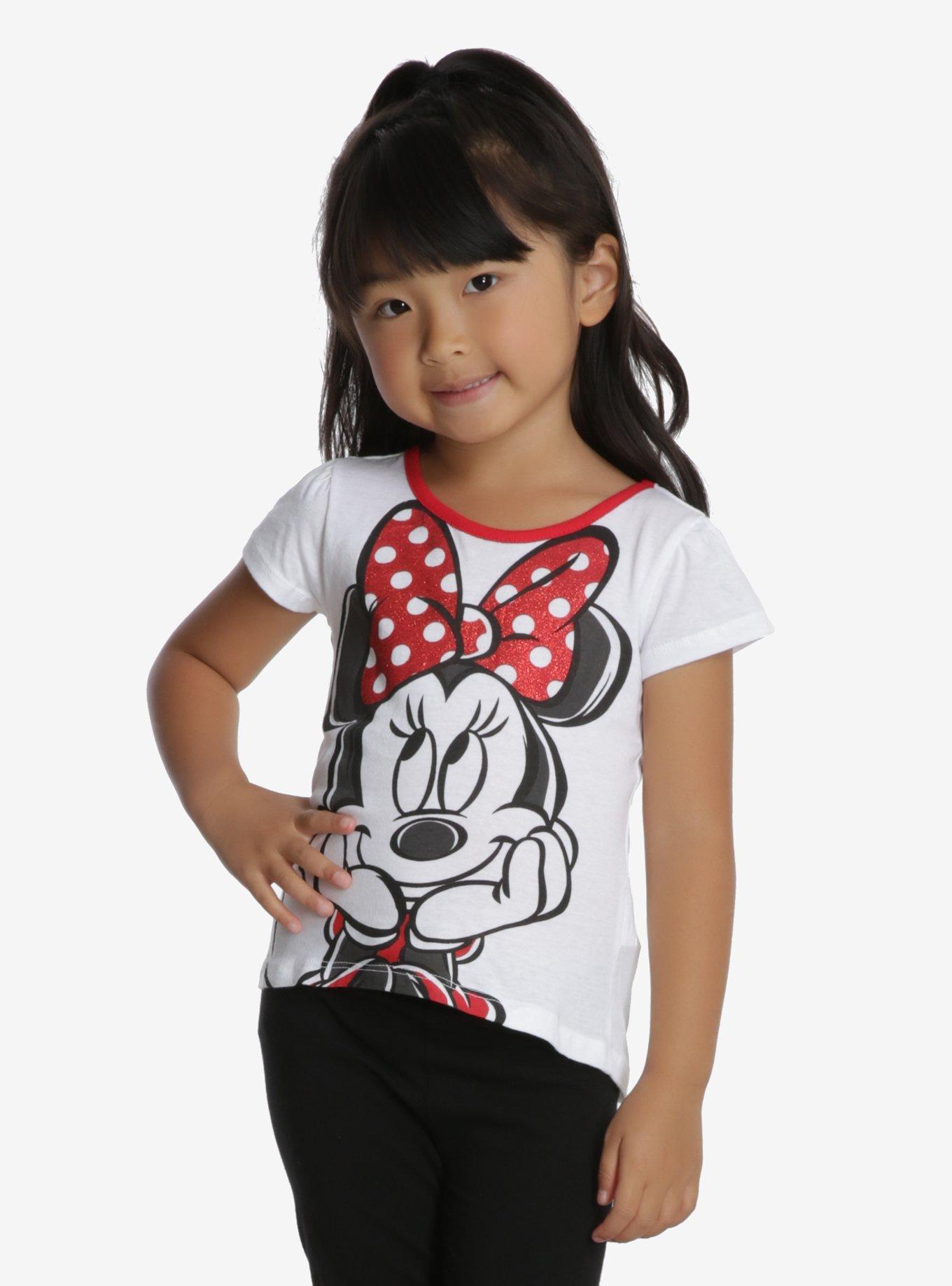 Disney Minnie Mouse Glitter Bow Toddler Tee, WHITE, hi-res