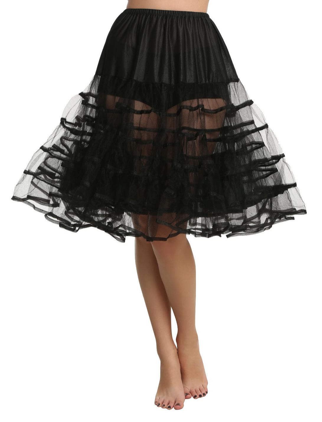 Black Knee Length Petticoat, , hi-res