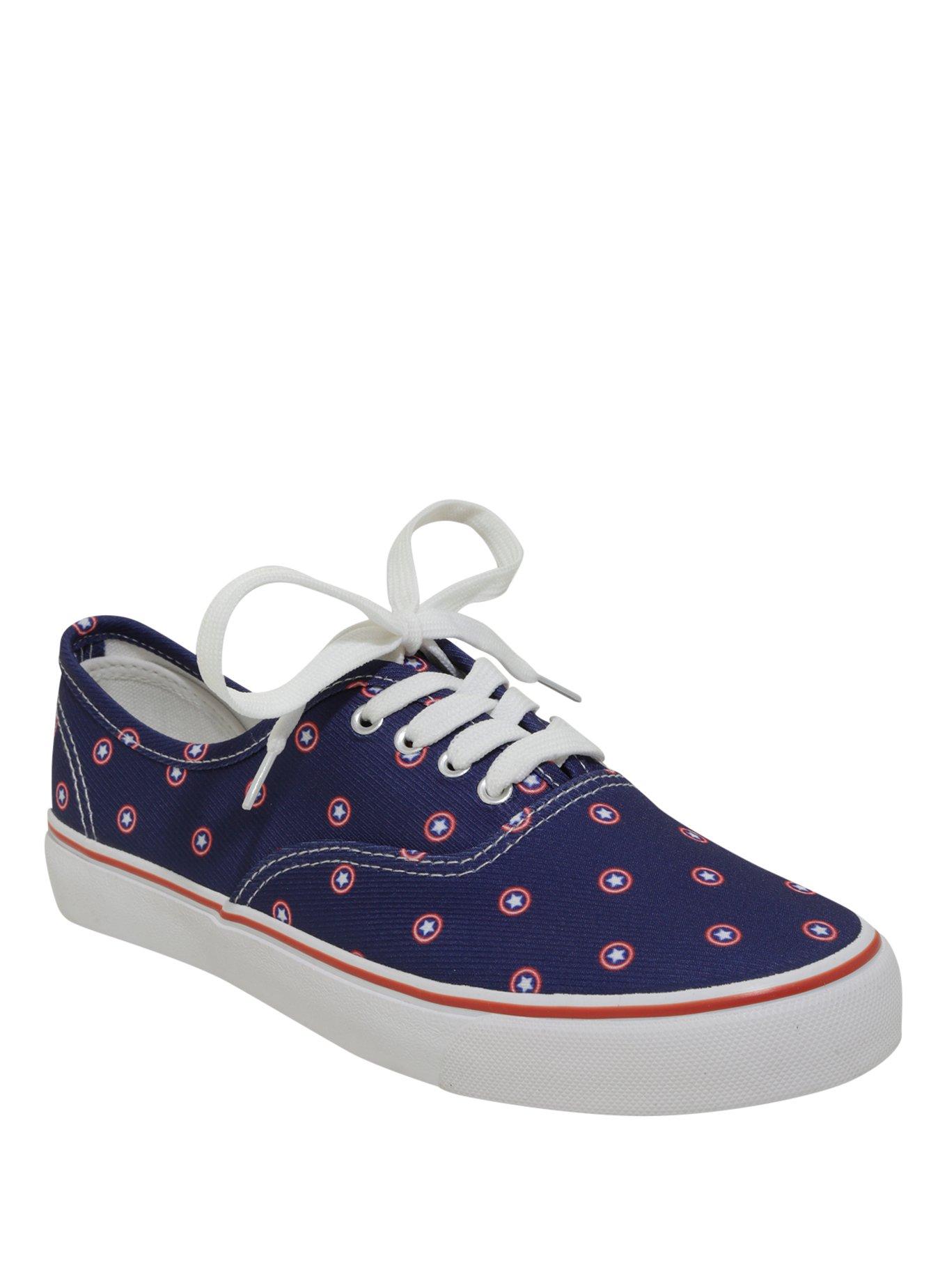 Marvel Captain America Shield Print Lace-Up Canvas Sneakers, MULTI, hi-res
