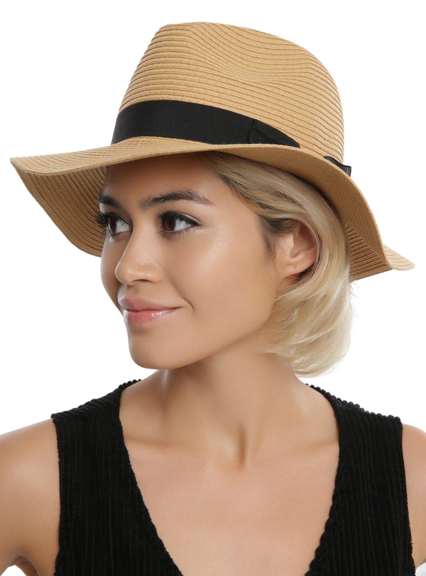 Black Band Straw Panama Hat, , hi-res