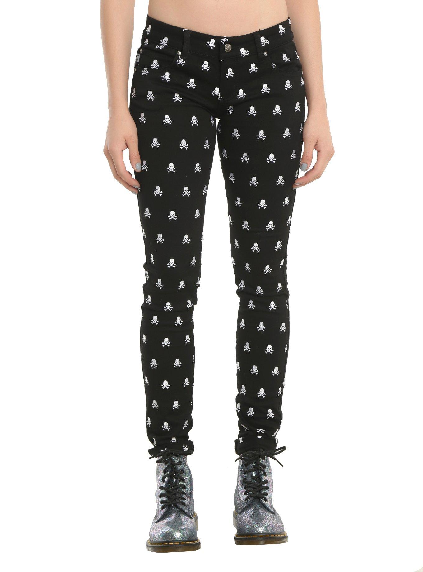 Tripp Skull Print Black Jeans, BLACK, hi-res