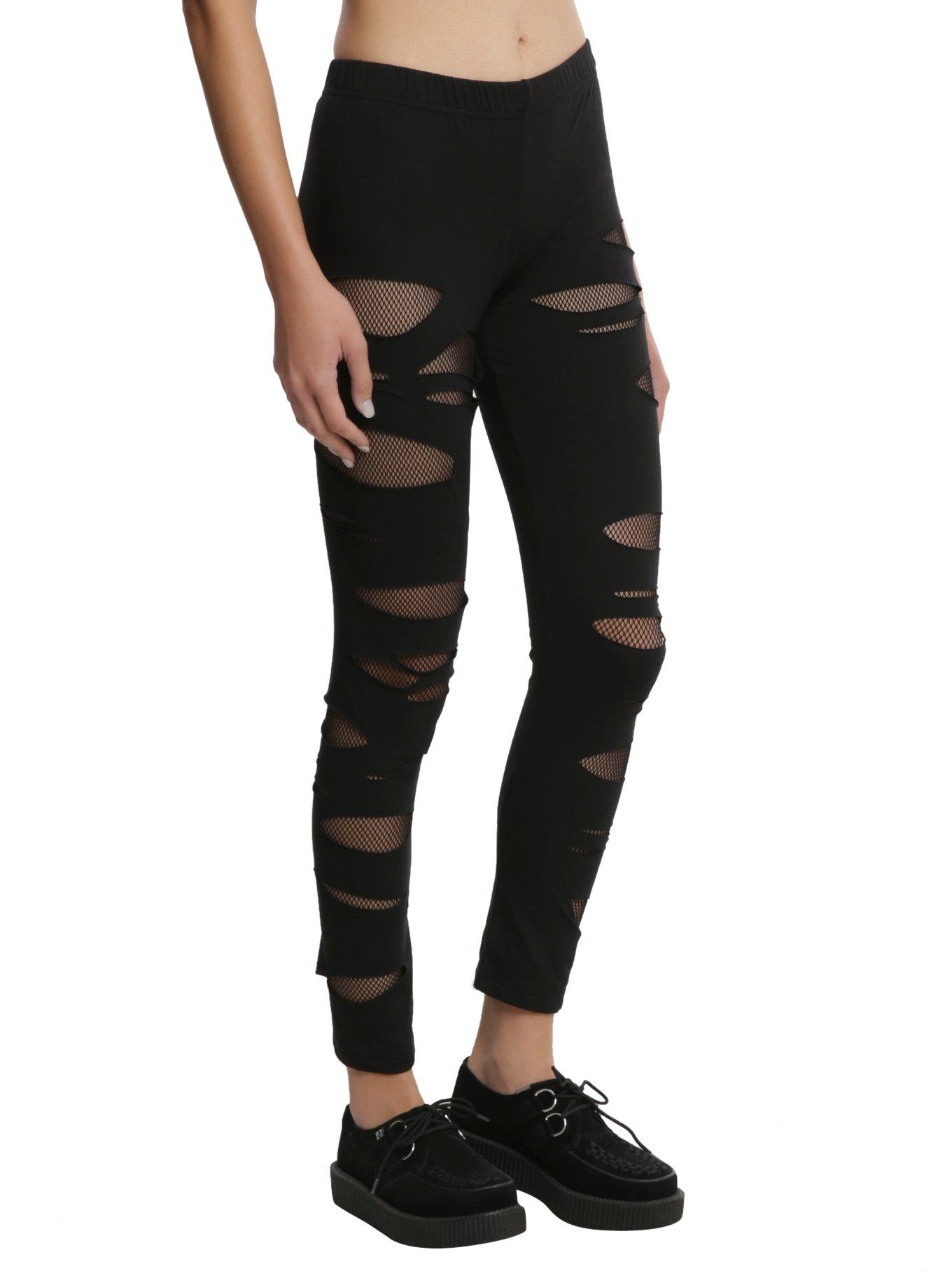 Womens Leggings Black Shredded Leggings and Tights Cut Out // Sexy