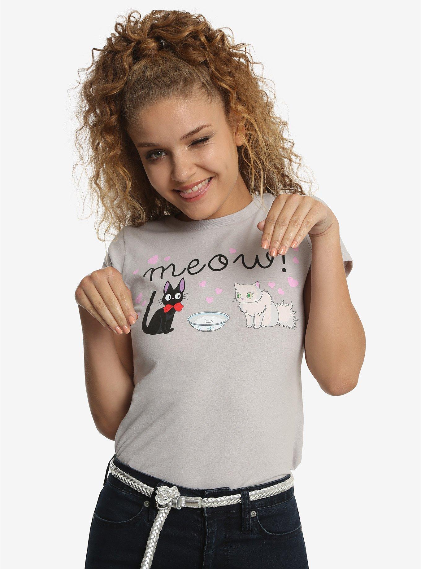 Studio Ghibli Kiki's Delivery Service Jiji Meow T-Shirt, WHITE, hi-res