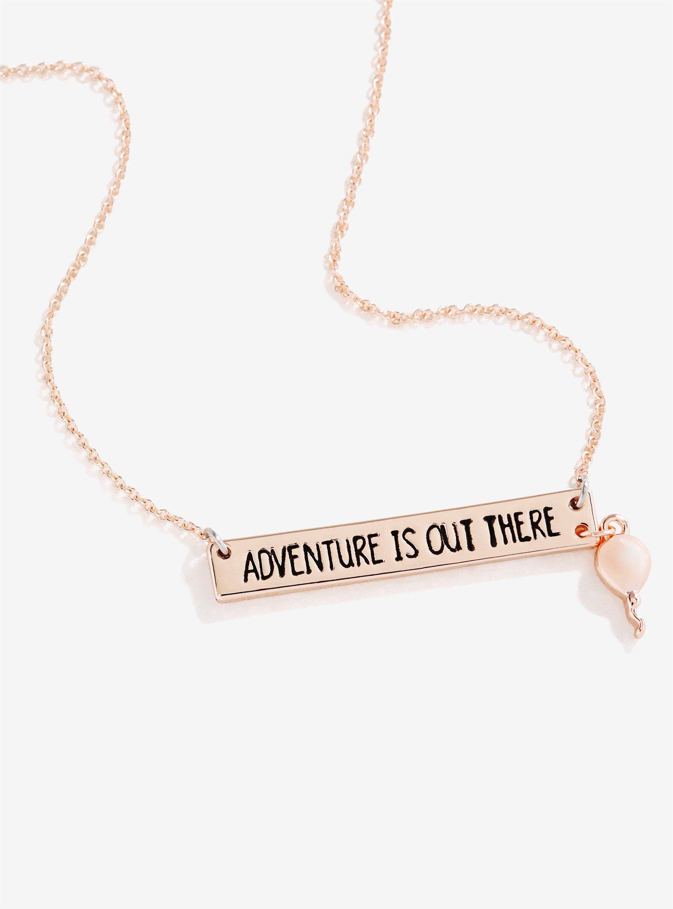 Disney Pixar Up Adventure Is Out There Rose Gold Bar Necklace, , hi-res