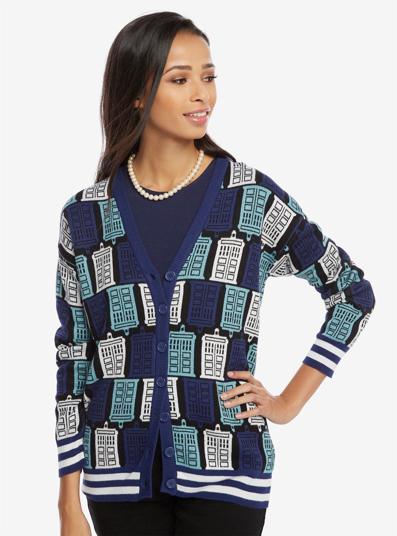 Doctor Who TARDIS Print Cardigan, PCH, hi-res