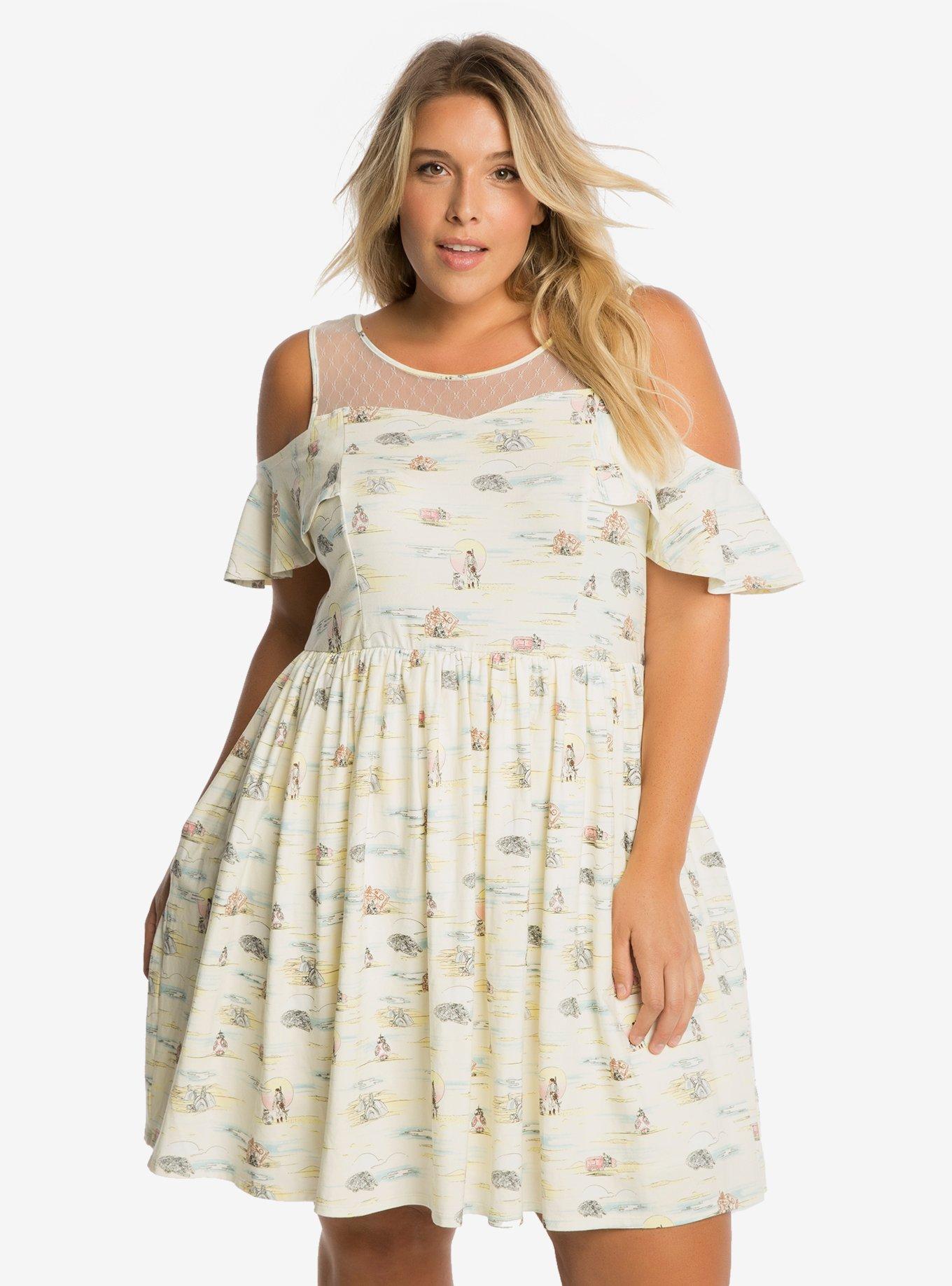Star Wars Jakku Print Dress Plus Size, BLACK, hi-res