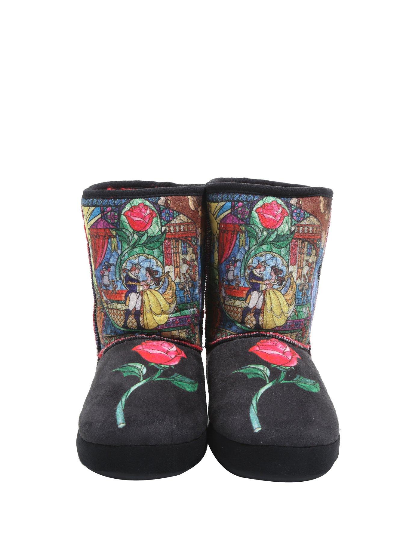 Disney Beauty And The Beast Stained Glass Slipper Boots, BLACK, hi-res