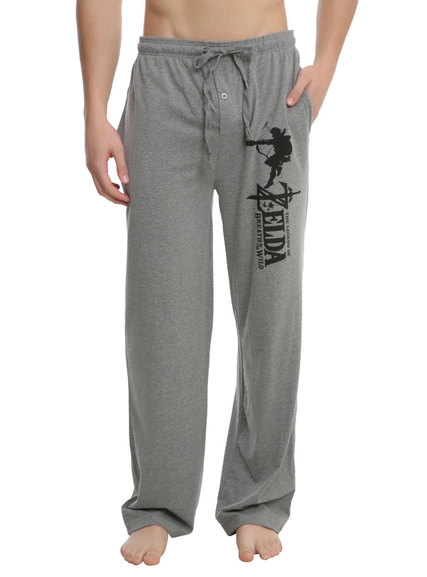 The Legend Of Zelda: Breath Of The Wild Link Silhouette Logo Guys Pajama Pants, GREY, hi-res