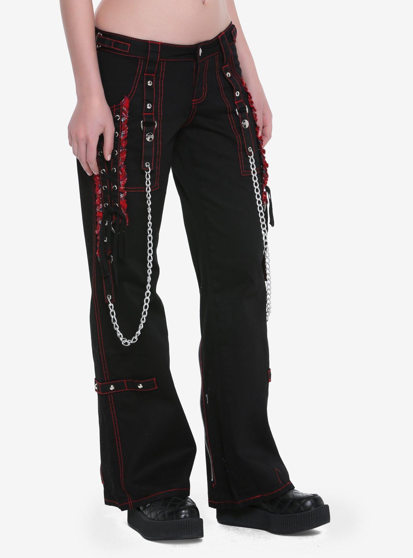 Tripp Black And Red Plaid Lace-Up Chain Pants