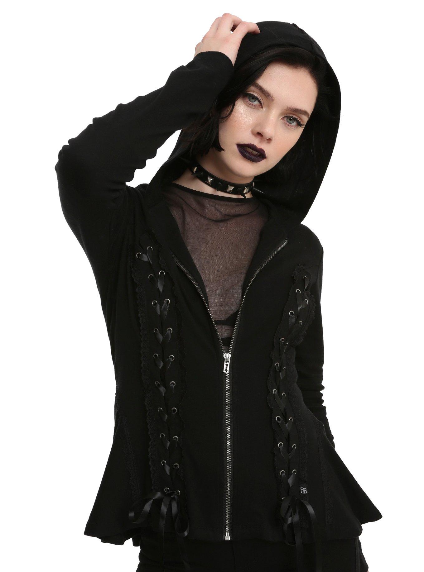 Royal Bones By Tripp Black Lace-Up Girls Hoodie | Hot Topic