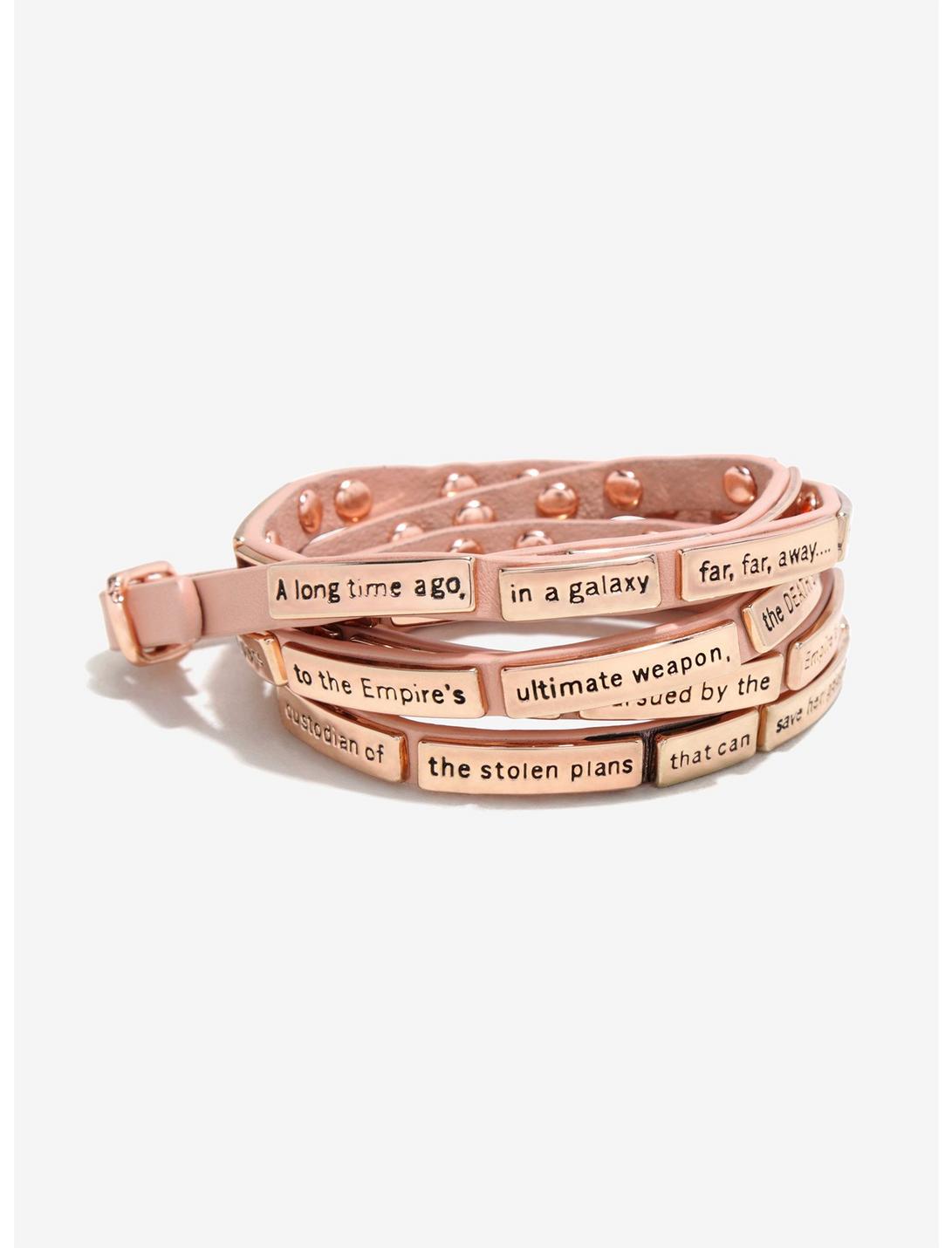 Love And Madness Star Wars: A New Hope Crawl Rose Gold Leather Wrap Bracelet, , hi-res
