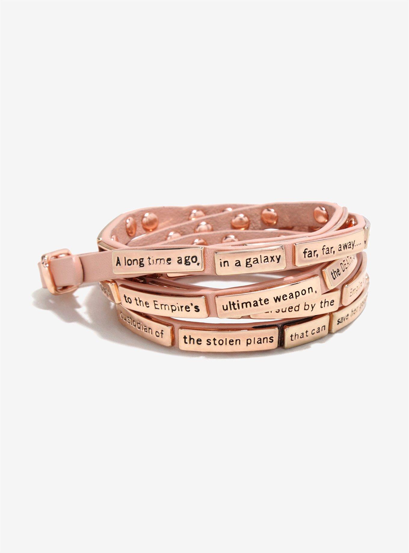 Love And Madness Star Wars: A New Hope Crawl Rose Gold Leather Wrap Bracelet, , hi-res