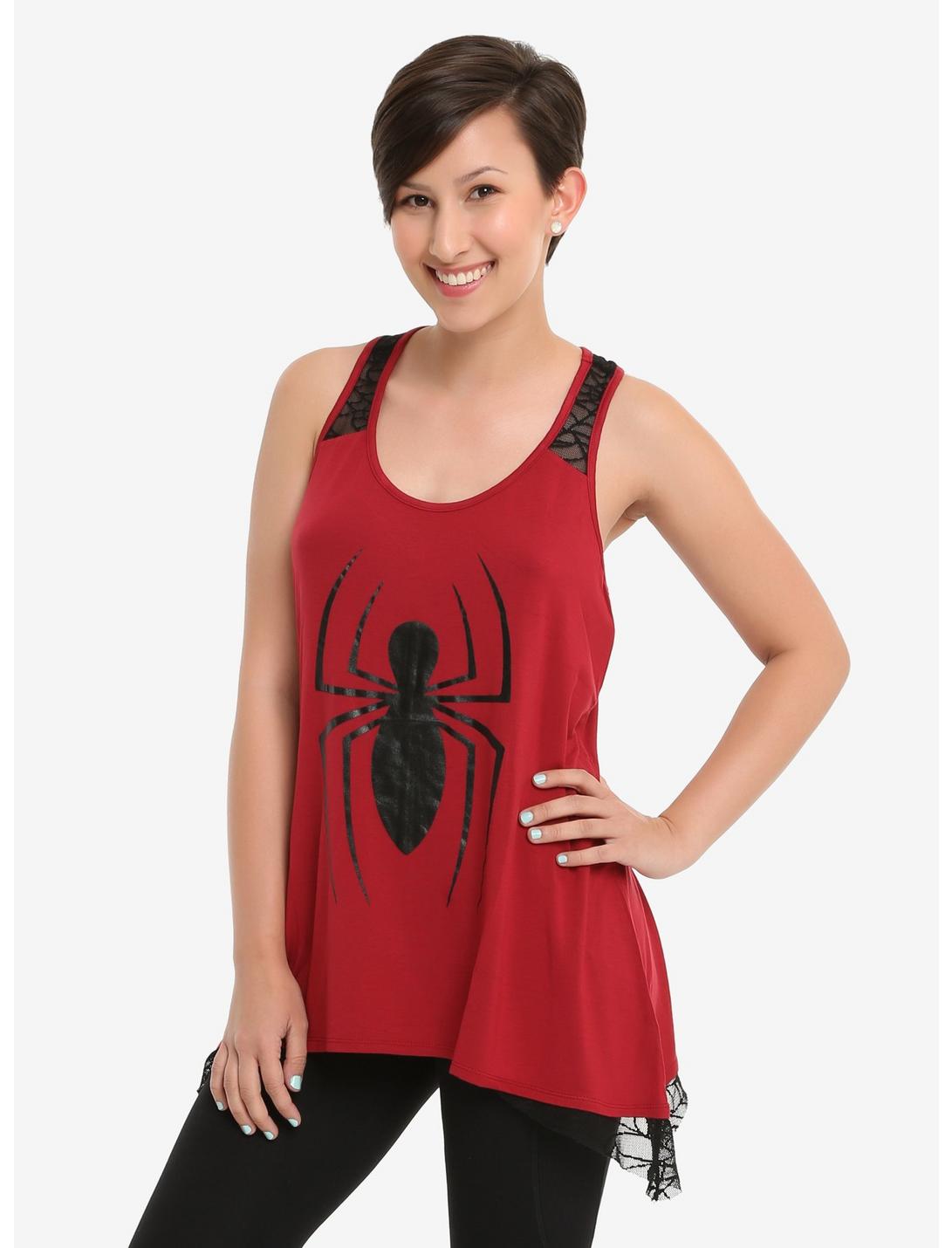 Marvel Spider-Man Sharkbite Lace Tank Top, RED, hi-res
