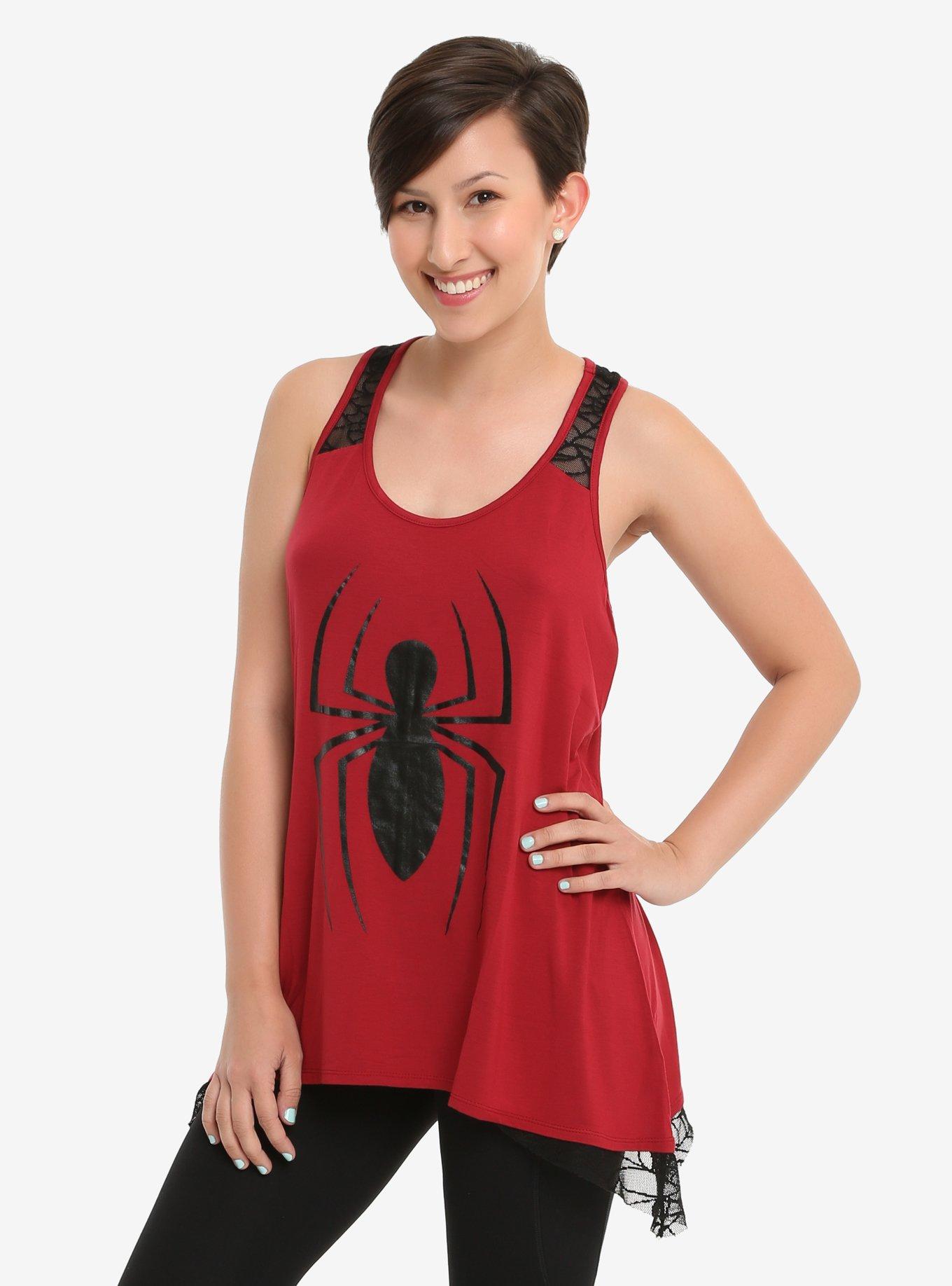 Marvel Spider-Man Sharkbite Lace Tank Top, RED, hi-res