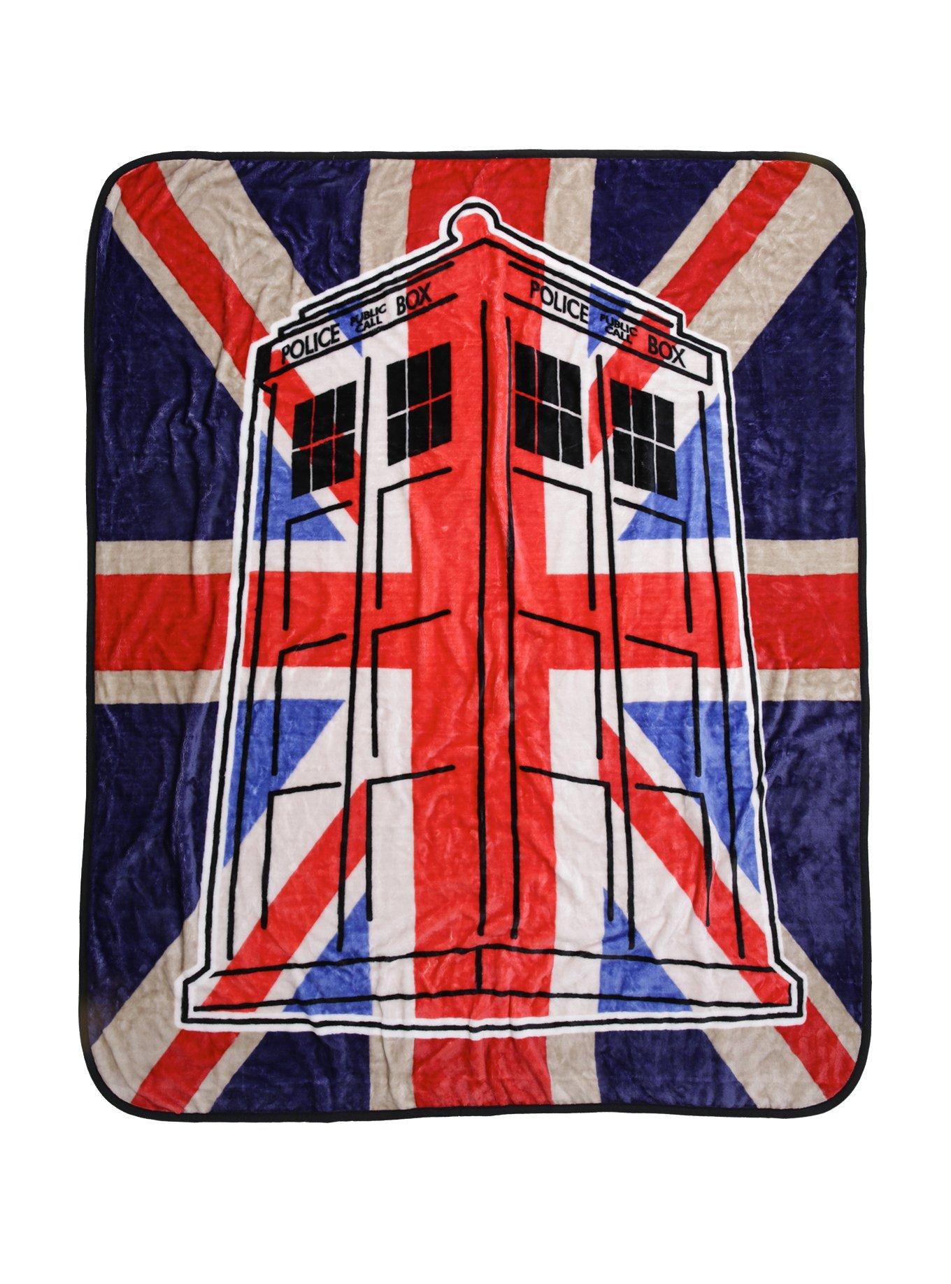 Doctor Who Union Jack TARDIS Throw Blanket Hot Topic