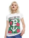 Pierce The Veil Floral And Fading Girls T-Shirt, WHITE, hi-res