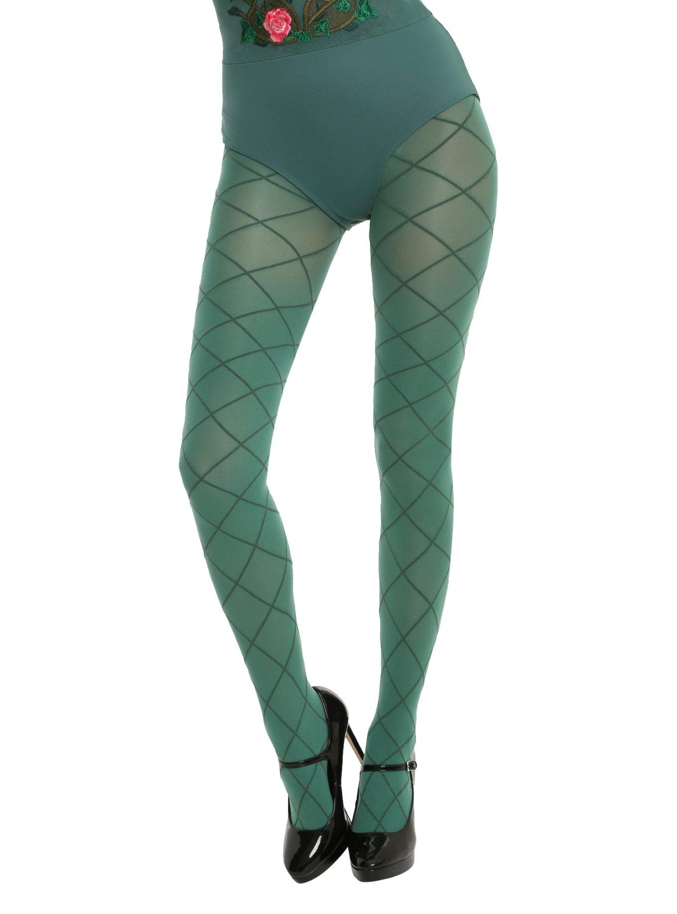 Opaque Green Fishnet Knit Tights, , hi-res