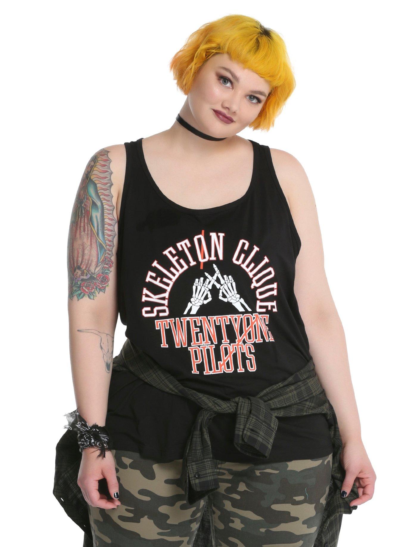 Twenty One Pilots Skeleton Clique Girls Tank Top Plus Size, BLACK, hi-res