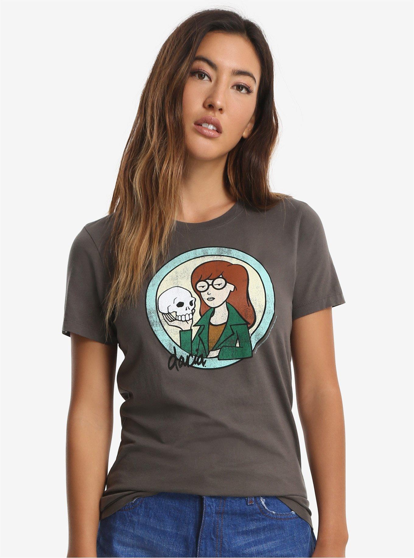 Daria Skull Womens Tee, GREY, hi-res