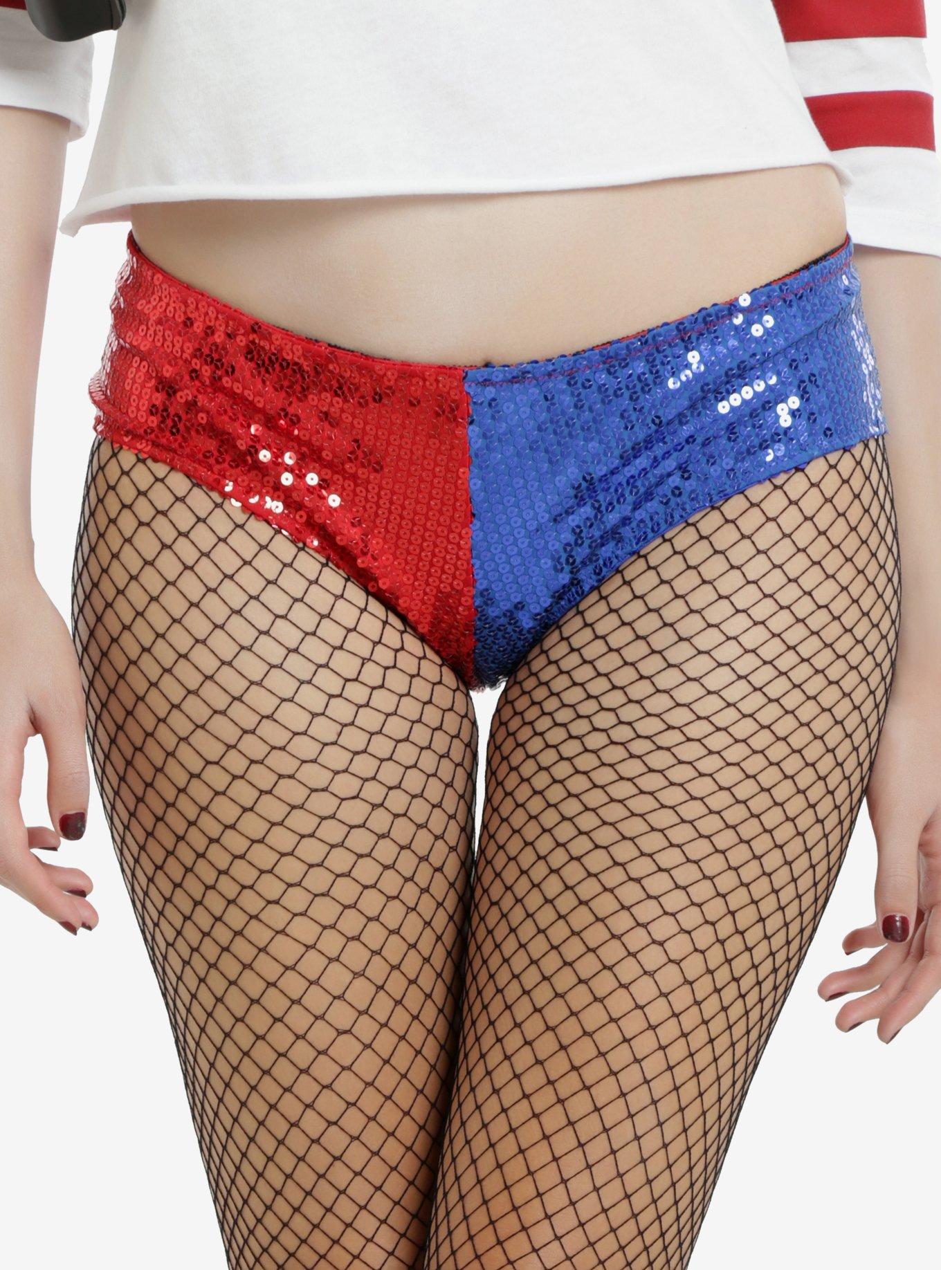 DC Comics Suicide Squad Harley Quinn Sequin Hot Pant, BLUE, hi-res