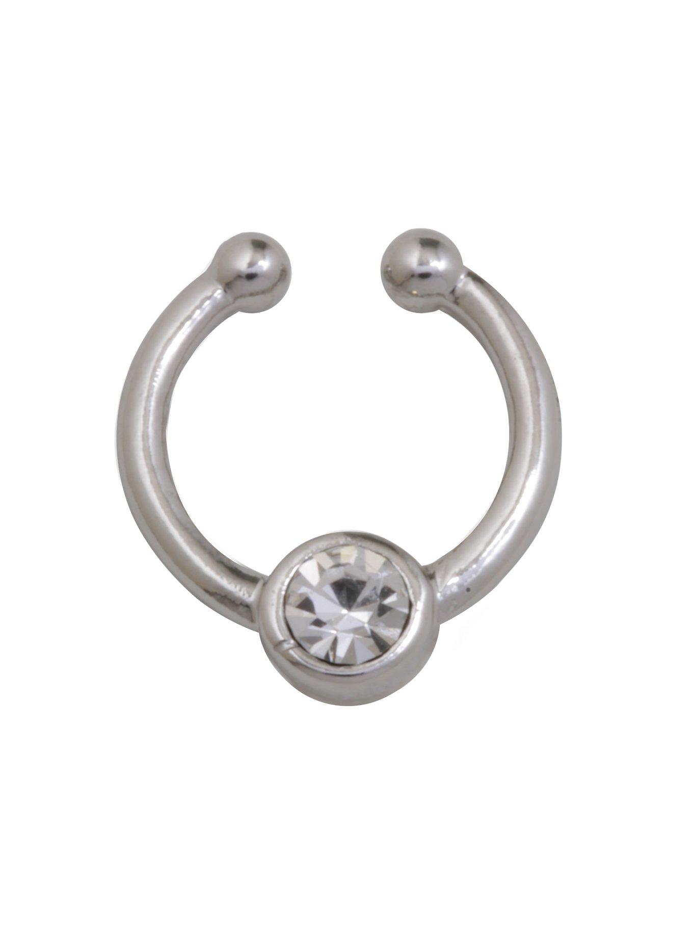 Silver Clear CZ Faux Septum Ring | Hot Topic