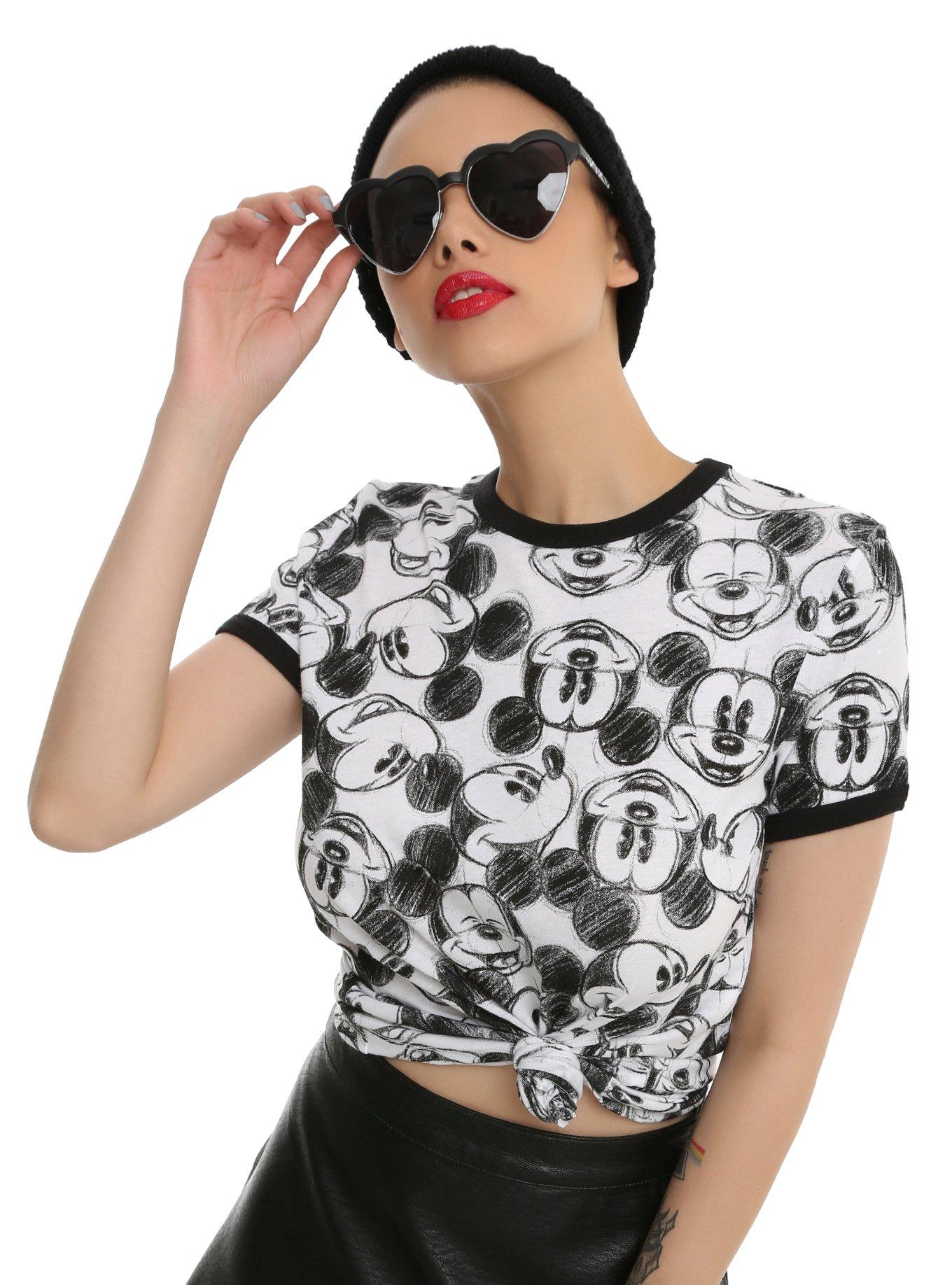 Disney Mickey Mouse Face Girls Ringer T-Shirt | Hot Topic