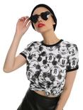 Disney Mickey Mouse Face Girls Ringer T-Shirt, WHITE, hi-res