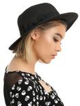 Black Straw Boater Hat With Bow, , hi-res