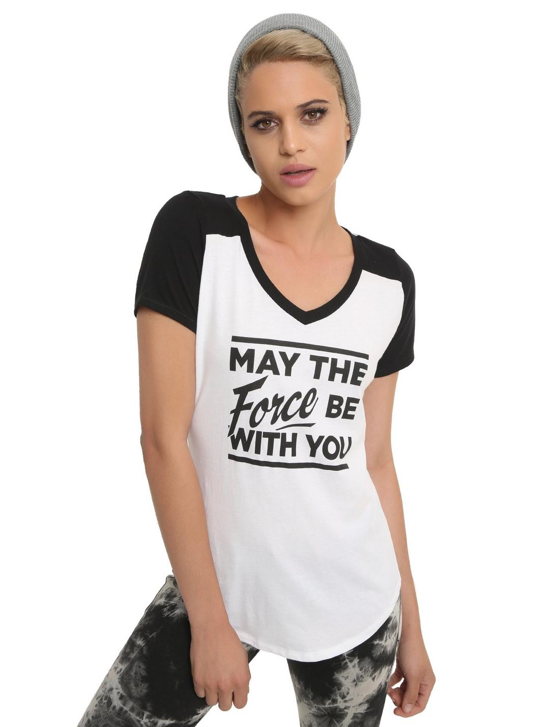 Her Universe Star Wars May The Force Be With You Girls T-Shirt, WHITE, hi-res