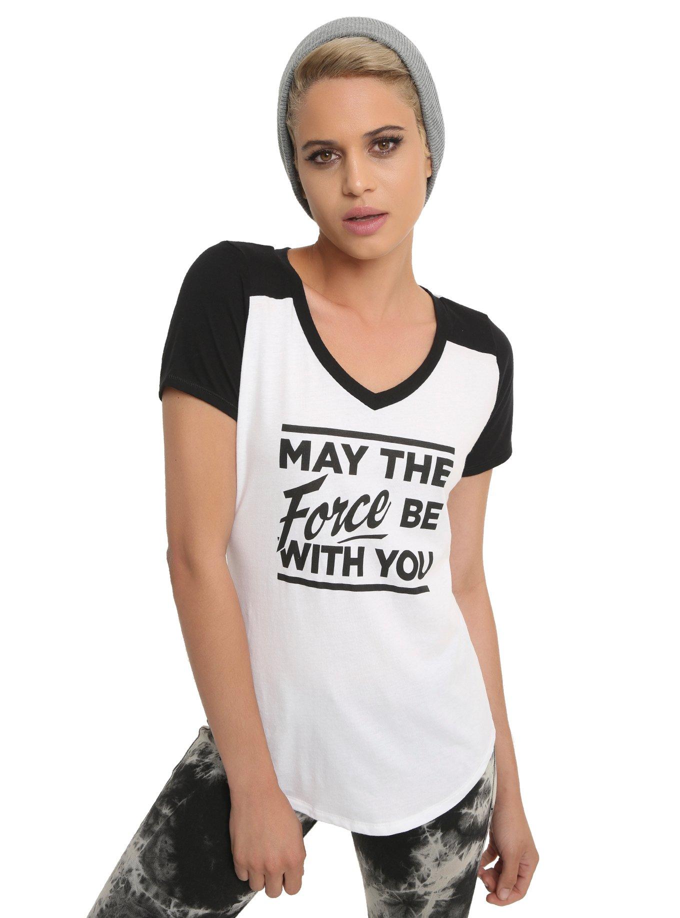 Her Universe Star Wars May The Force Be With You Girls T-Shirt, WHITE, hi-res