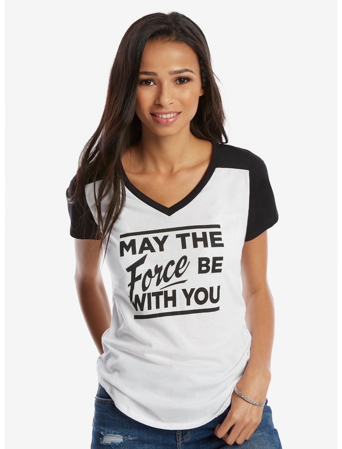 Star Wars The Force Varsity V-Neck T-Shirt, WHITE, hi-res
