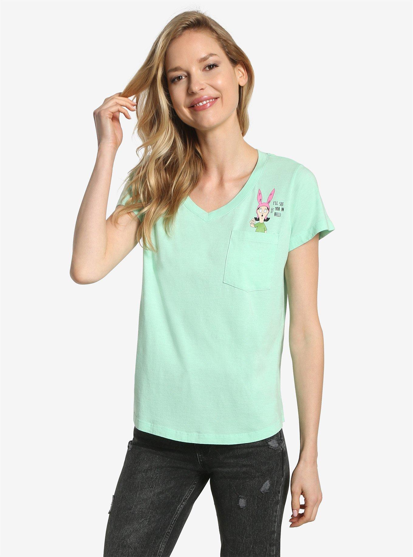 Bob's Burgers Louise Pocket Womens Tee, MINT, hi-res