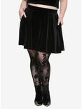 Velvet Skater Pocket Skirt Plus Size, BLACK, hi-res