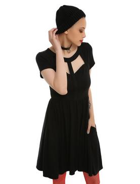 Black Cutout Mesh Dress, , hi-res