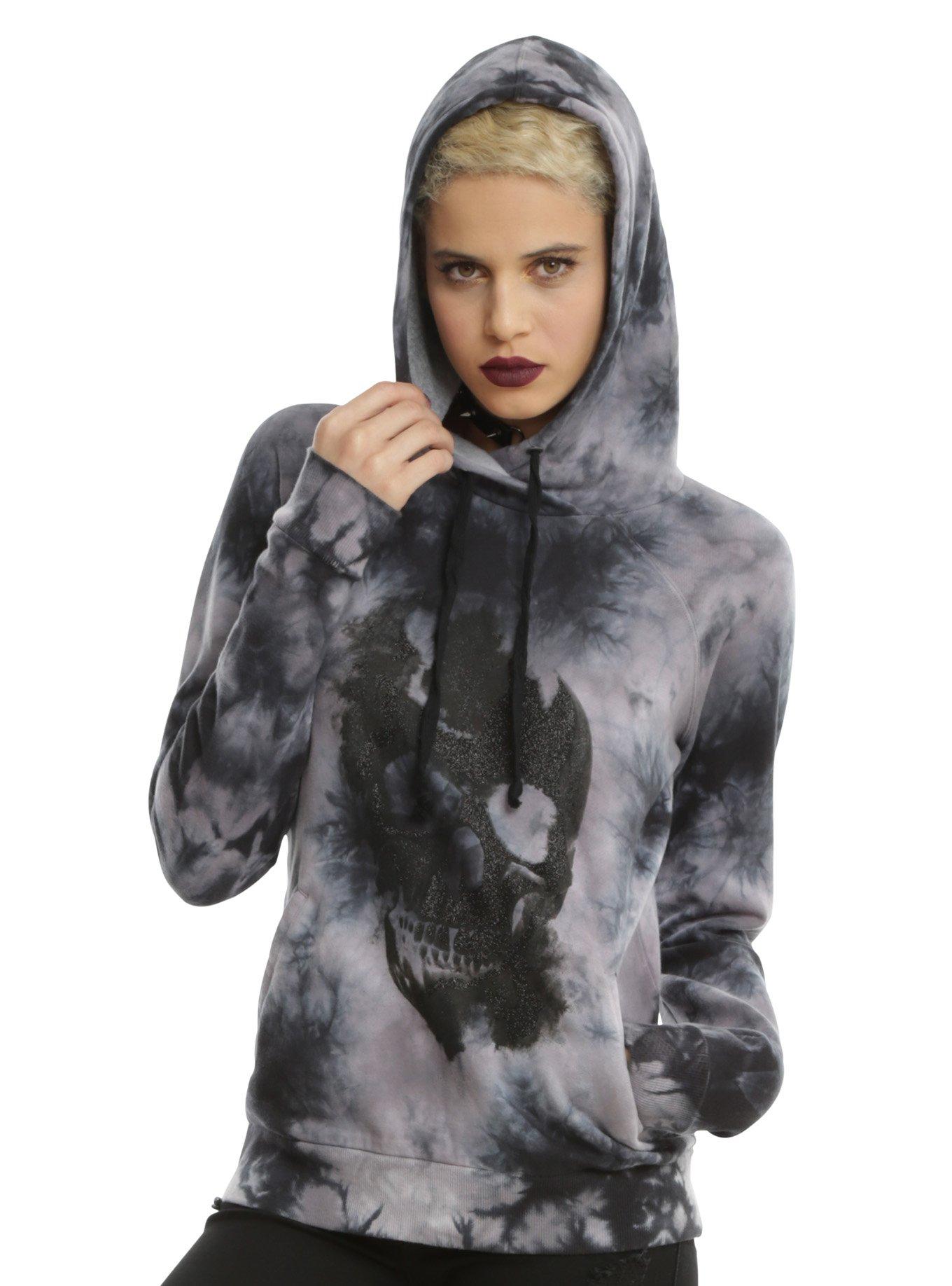 Glitter Skeleton Ombre Tie Dye Girls Hoodie, PURPLE, hi-res