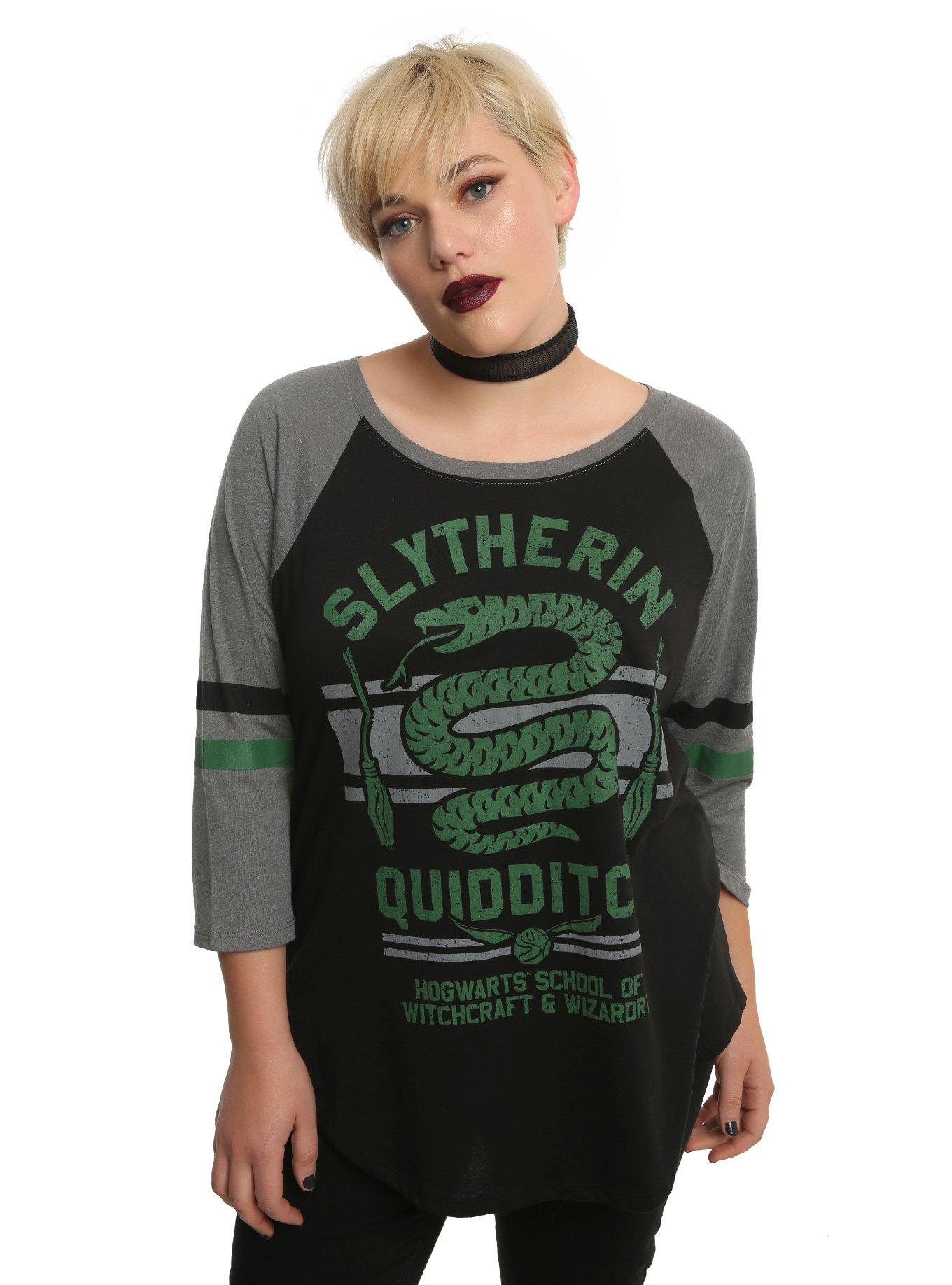 Harry Potter Slytherin Quidditch Girls Raglan Plus Size, BLACK, hi-res