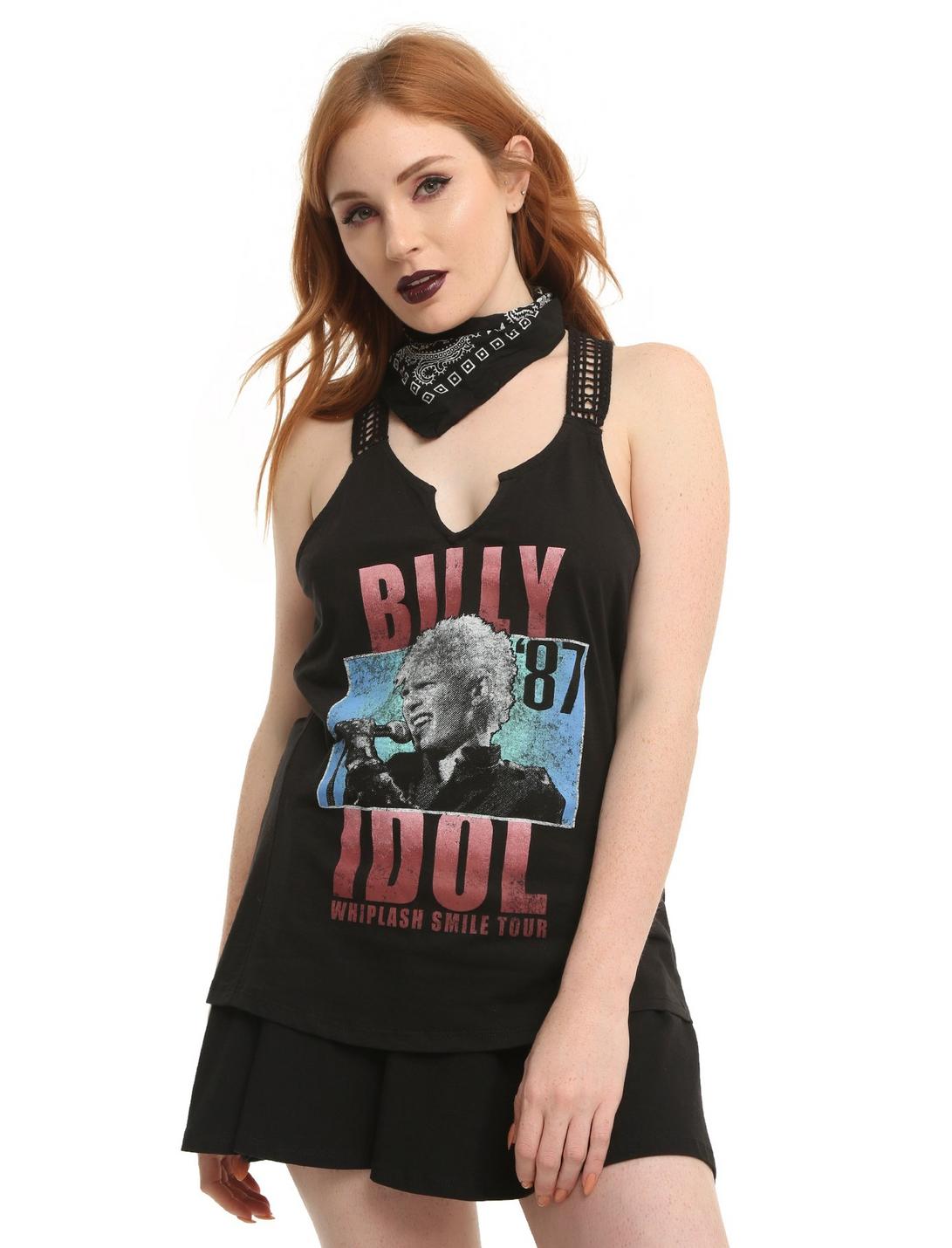 Billy Idol Crochet Back Girls Tank Top, BLACK, hi-res